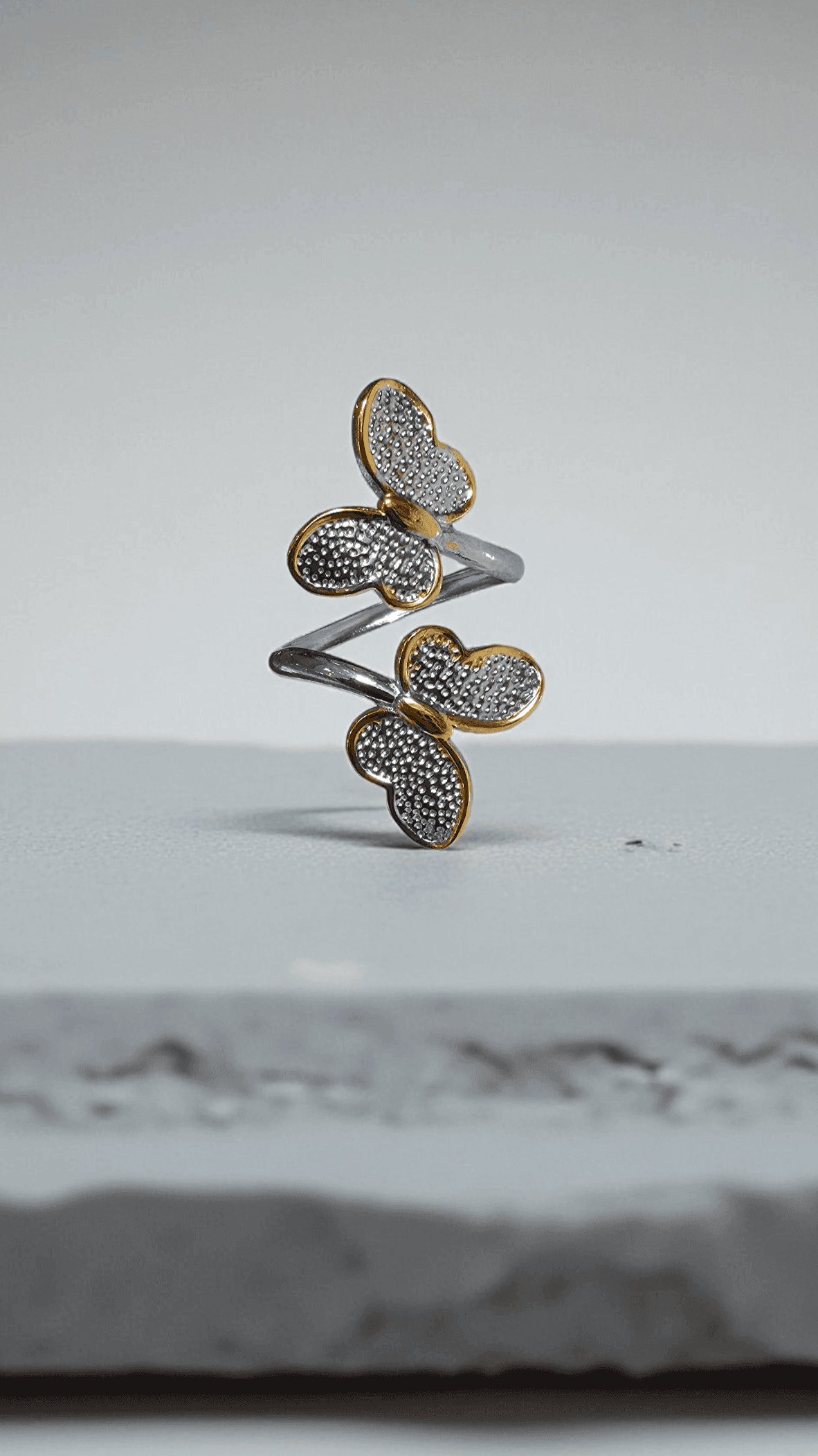 Ατσάλινο δαχτυλίδι πεταλούδα