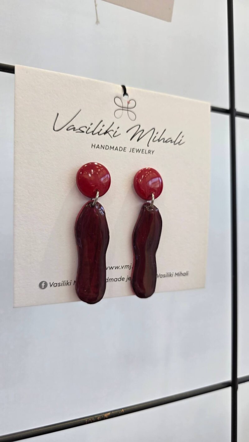 Ασύμμετρα σκουλαρίκια “Bold Shapes” από πολυμερικό πηλό με υγρό γυαλί