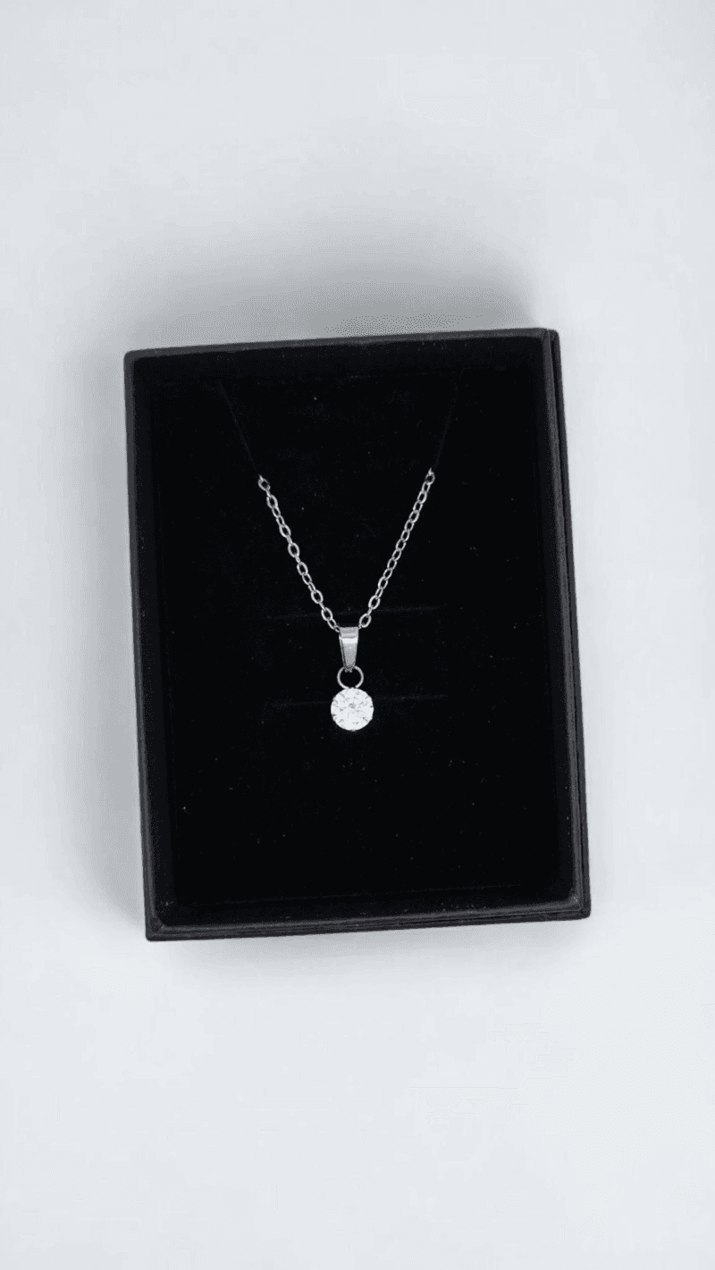 Κολιέ με λευκό ζιρκόν σε ατσάλινη αλυσίδα 40 cm