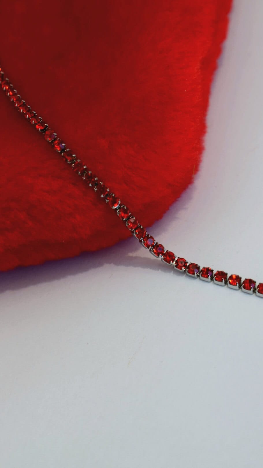 Βραχιόλι ατσάλινο ριβιέρα 3mm σε κόκκινο - Image 2