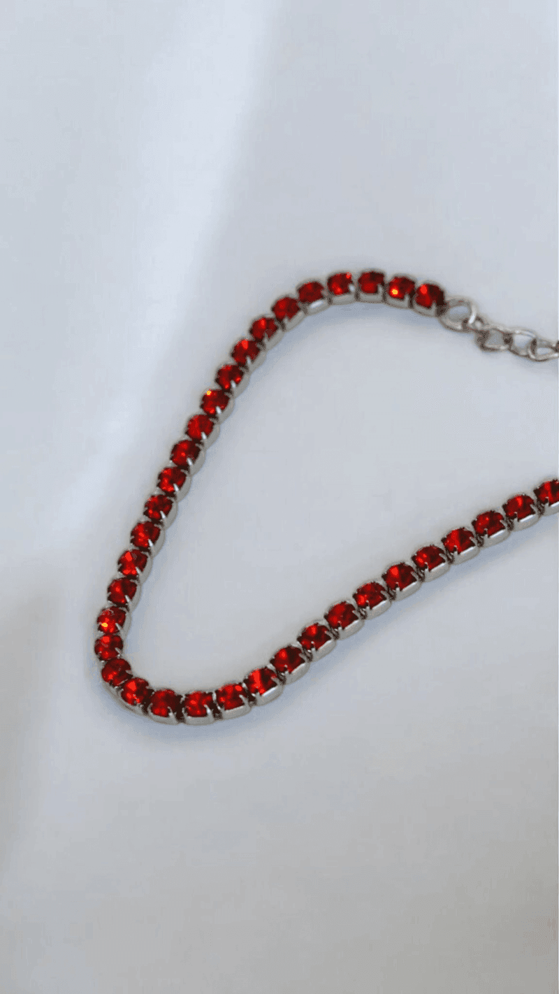 Βραχιόλι ατσάλινο ριβιέρα 3mm σε κόκκινο