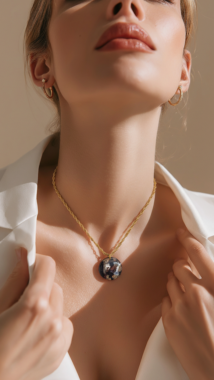 Κολιέ από πηλό με στρόγγυλο μοτιφ