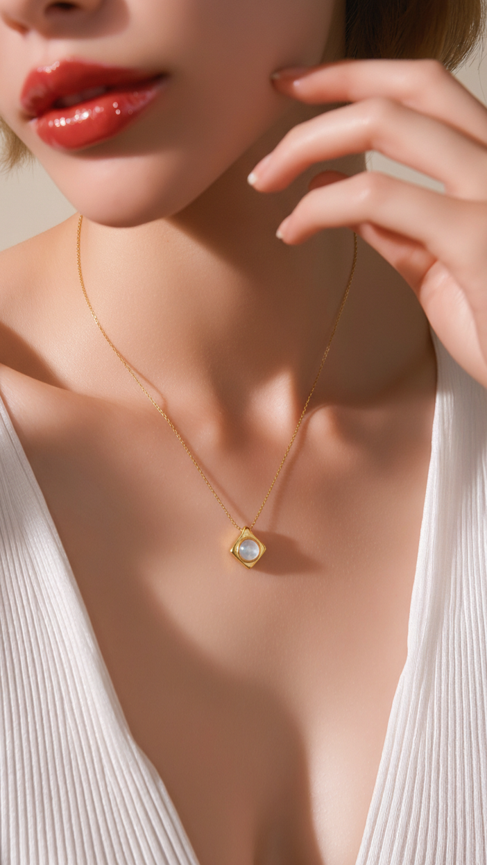 Κολιέ ρόμβος φεγγαροπετρα