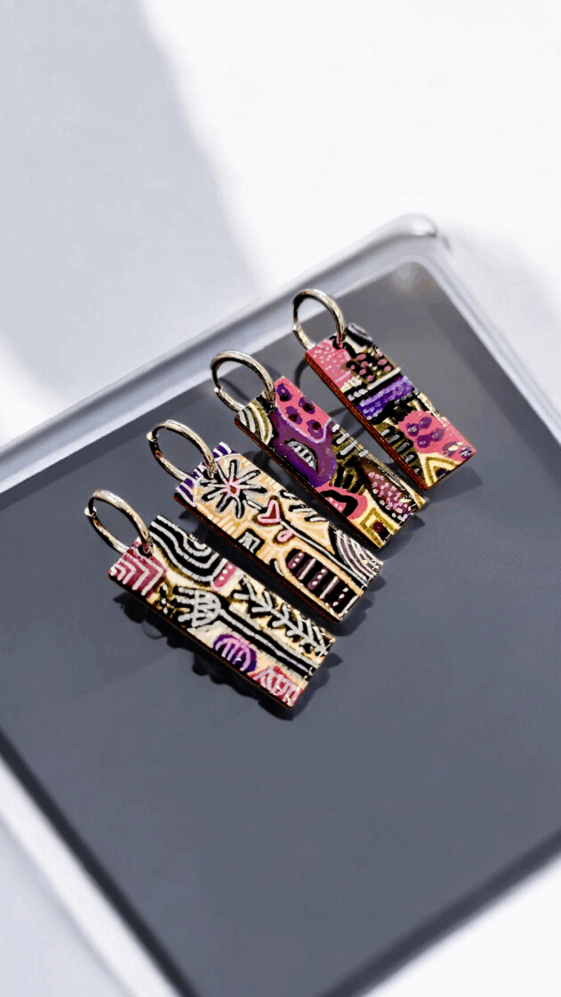 Ξύλινα σκουλαρίκια με διαφορά μοτίβα