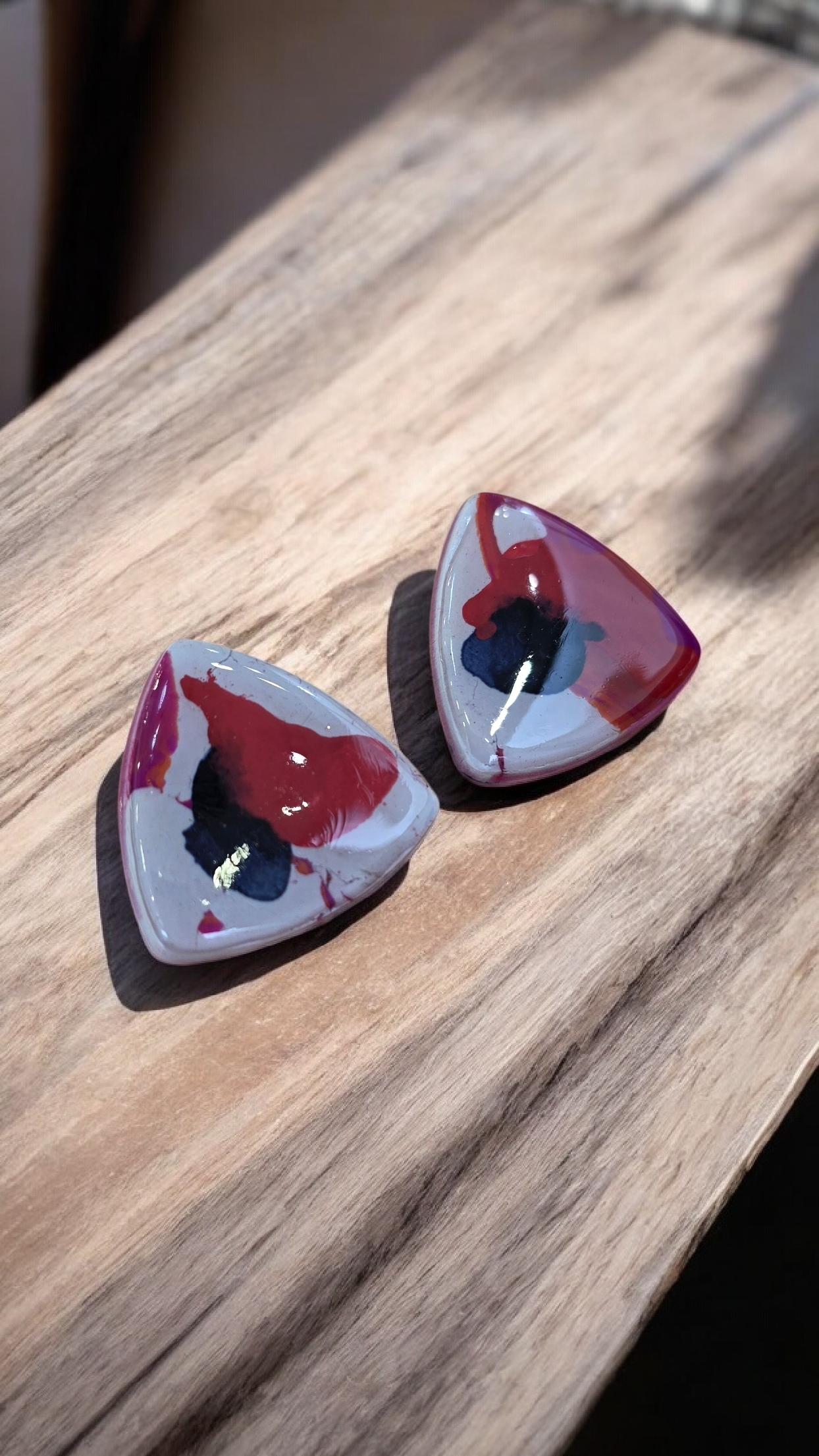 Τριγωνικά σκουλαρίκια από πηλό