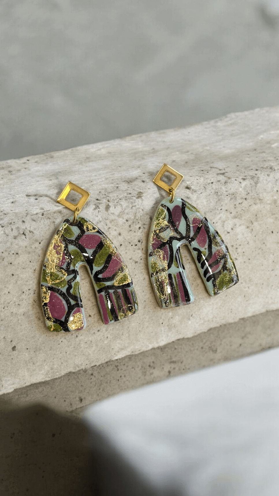 Σκουλαρίκια από πηλό πράσινα