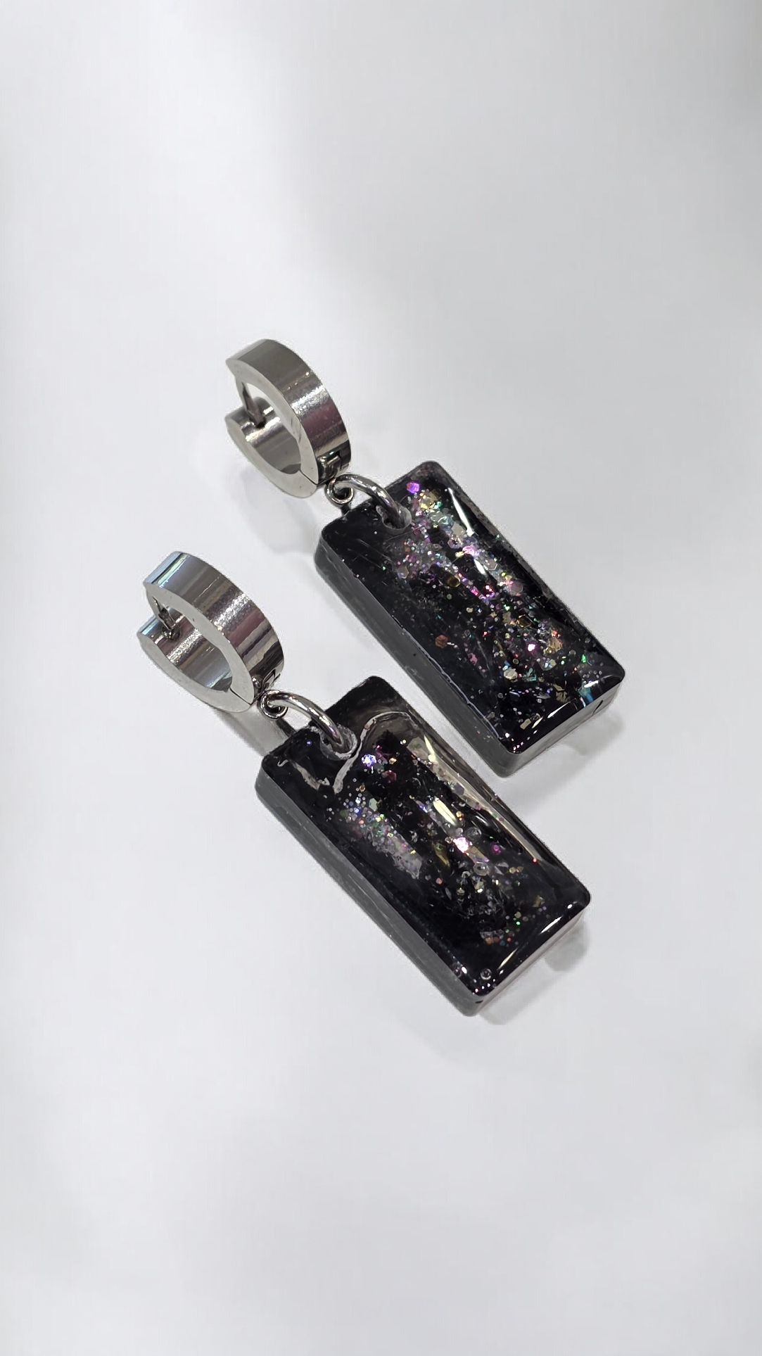 Σκουλαρίκια από υγρό γυαλί μαύρα