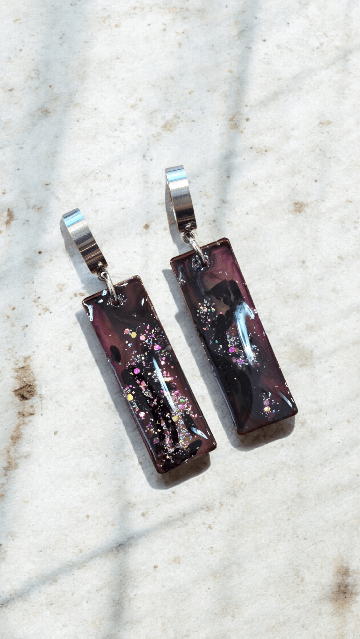 Σκουλαρίκια από υγρό γυαλί παραλληλόγραμμα