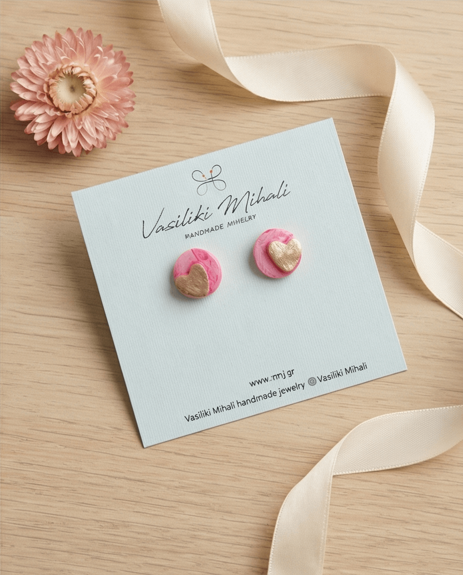 Σκουλαρίκια “Pink Heart” - Image 4