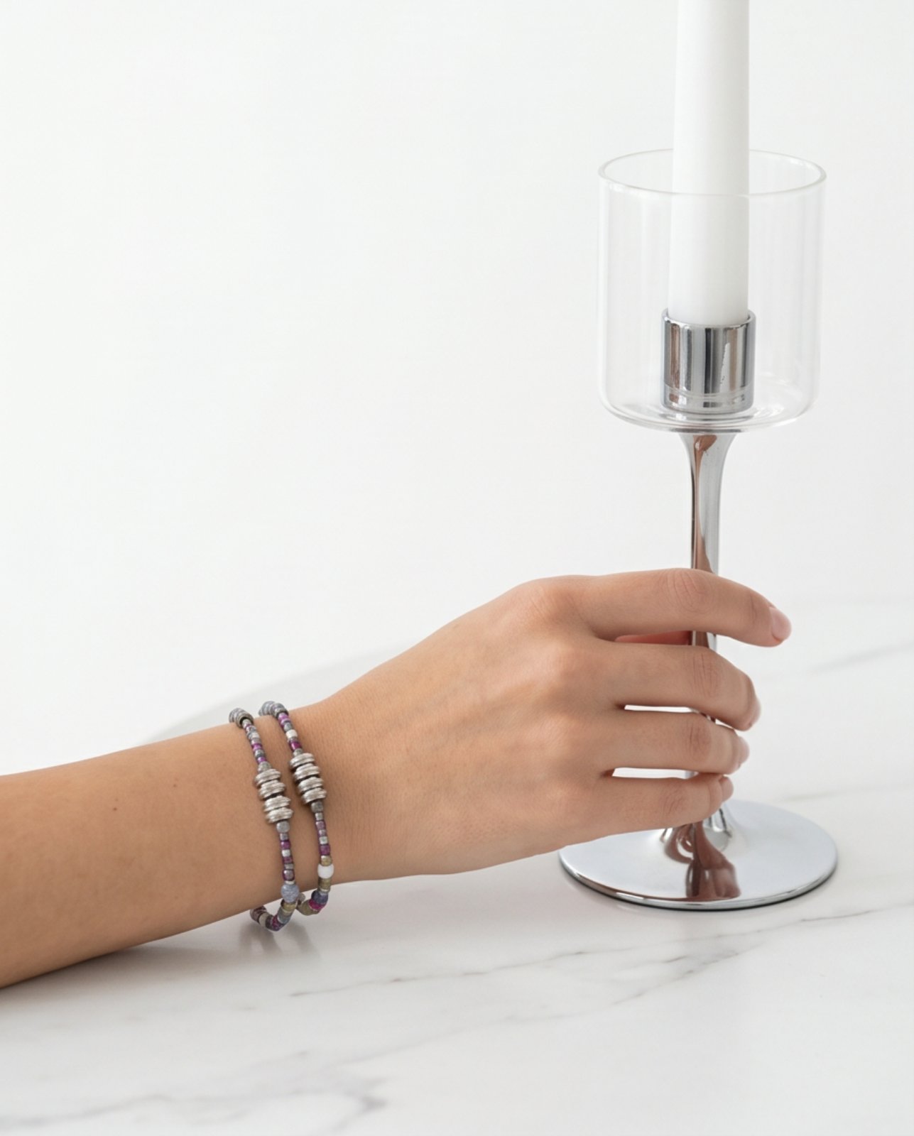 Χειροποίητο Βραχιόλι "Boho Spacer Beads" με Πολύχρωμες Χάντρες και Ανοξείδωτο Ατσάλι (2 Σχέδια) - vasiliki Mihali jewelry - Image 2